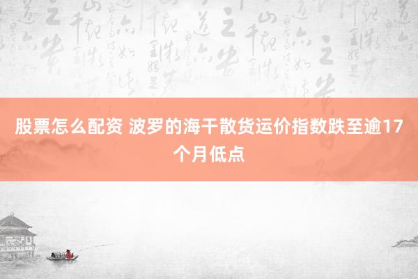 股票怎么配资 波罗的海干散货运价指数跌至逾17个月低点