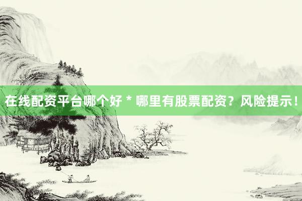 在线配资平台哪个好 * 哪里有股票配资？风险提示！