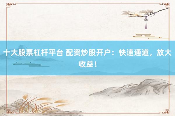 十大股票杠杆平台 配资炒股开户：快速通道，放大收益！
