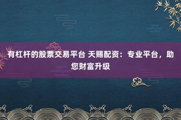 有杠杆的股票交易平台 天赐配资：专业平台，助您财富升级