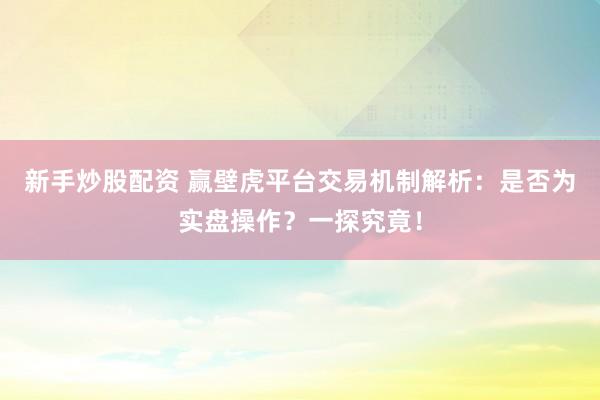 新手炒股配资 赢壁虎平台交易机制解析：是否为实盘操作？一探究竟！