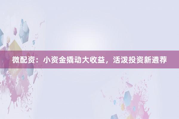 微配资：小资金撬动大收益，活泼投资新遴荐