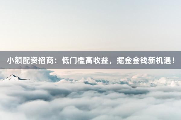 小额配资招商：低门槛高收益，掘金金钱新机遇！