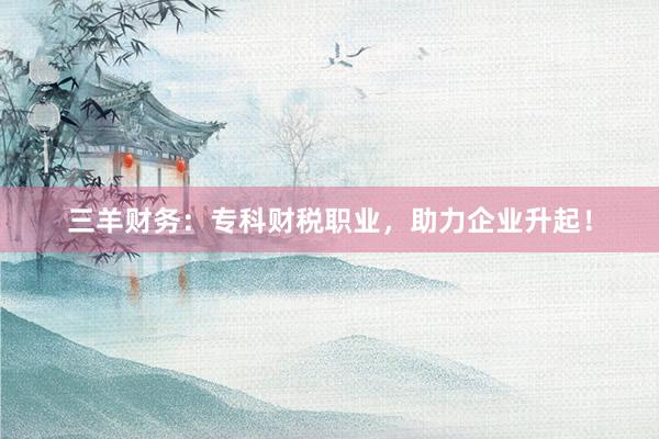 三羊财务：专科财税职业，助力企业升起！