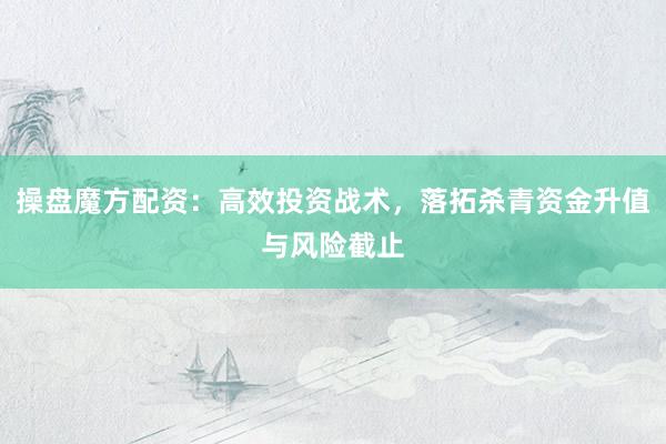 操盘魔方配资：高效投资战术，落拓杀青资金升值与风险截止