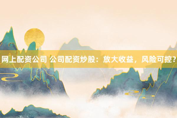 网上配资公司 公司配资炒股：放大收益，风险可控？
