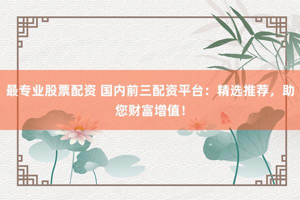 最专业股票配资 国内前三配资平台：精选推荐，助您财富增值！