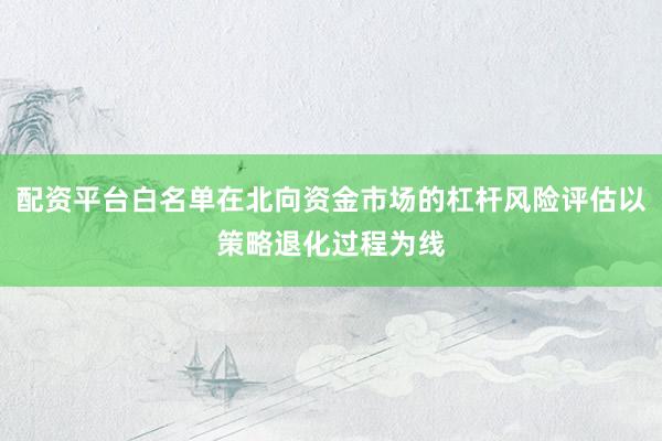 配资平台白名单在北向资金市场的杠杆风险评估以策略退化过程为线