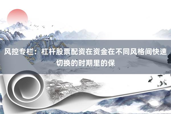 风控专栏：杠杆股票配资在资金在不同风格间快速切换的时期里的保