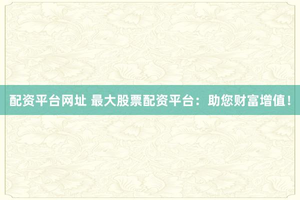 配资平台网址 最大股票配资平台：助您财富增值！