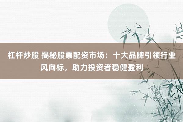 杠杆炒股 揭秘股票配资市场：十大品牌引领行业风向标，助力投资者稳健盈利