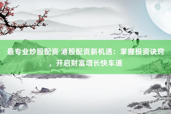 最专业炒股配资 港股配资新机遇：掌握投资诀窍，开启财富增长快车道