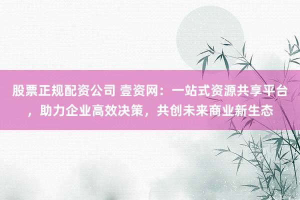 股票正规配资公司 壹资网：一站式资源共享平台，助力企业高效决策，共创未来商业新生态